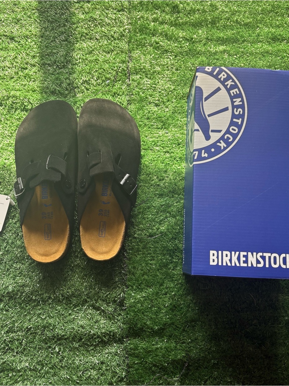 Birkenstock Men's Black Slip-On Suede Sandals with Buckle